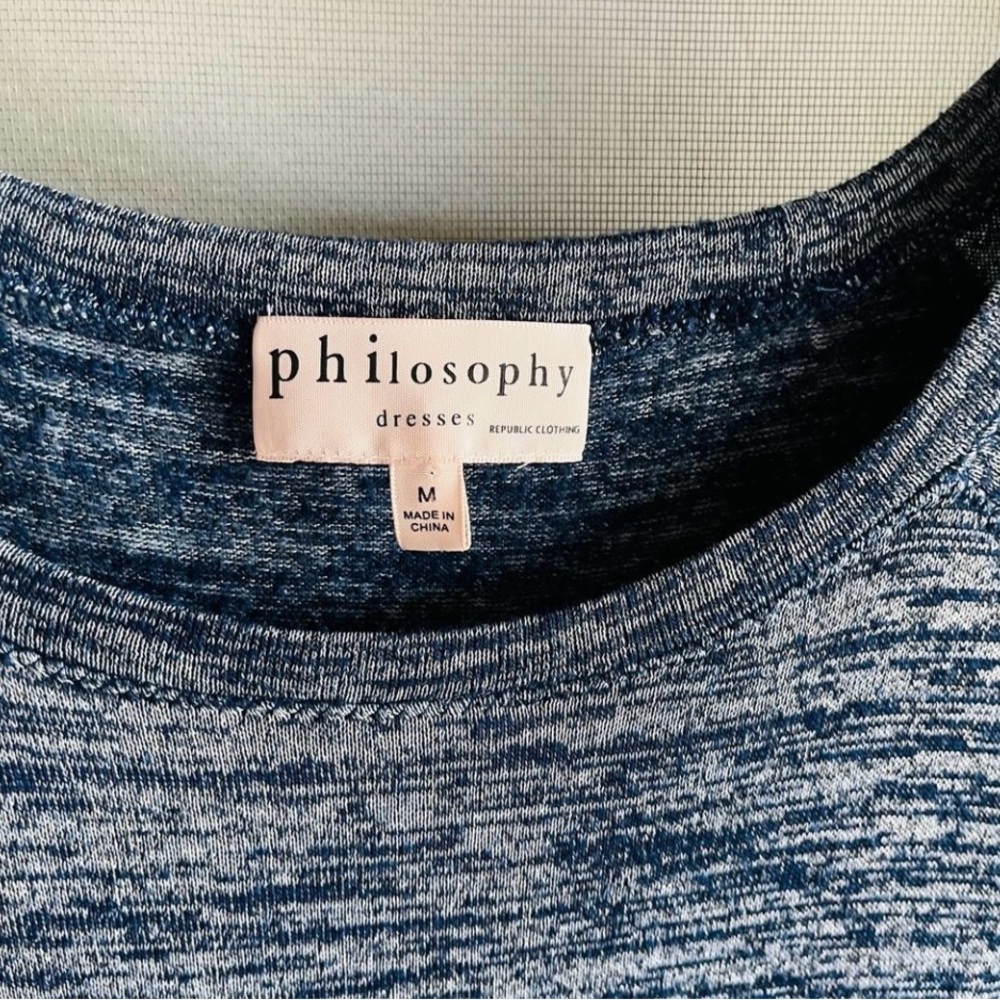 Philosophy Republic Clothing Navy Heather Gray Ruched Side Midi Dress Size M